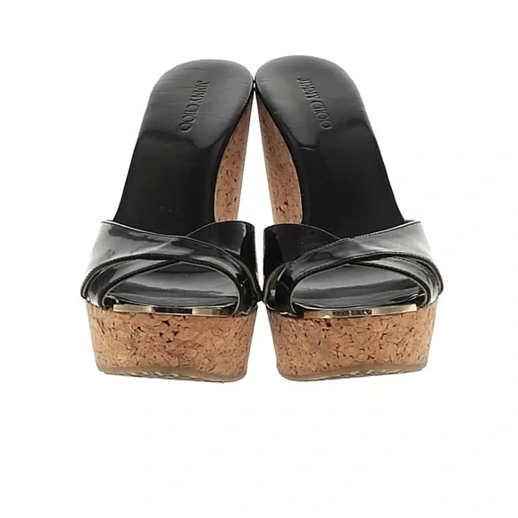 Jimmy Choo Black Wedge Sandals - Picture 2 of 13
